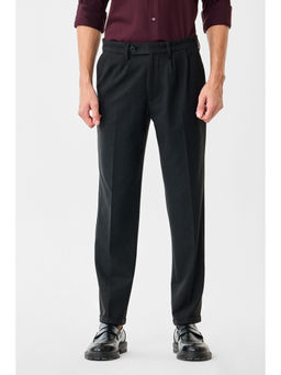 Snitch - Men Black Slim Fit Textured Trouser