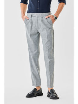 Snitch - Men Grey Slim Fit Textured Trouser