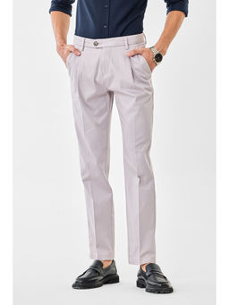 Snitch - Men Beige Slim Fit Stretch Pleated Trouser