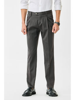 Snitch - Men Grey Slim Fit Stretch Pleated Trouser