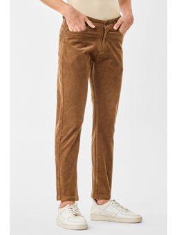 Snitch - Men Brown Regular Fit Stretch Corduroy Trouser
