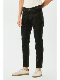 Snitch - Men Olive Regular Fit Stretch Corduroy Trouser