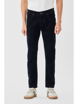Snitch - Men Navy Blue Regular Fit Stretch Corduroy Trouser