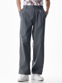 Jack & Jones - Men Grey Loose Fit Casual Trouser