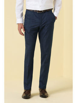 Allen Solly - Men Navy Blue Check Formal Trouser