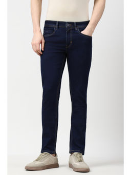 Peter England - Men Navy Blue Light Wash Jeans
