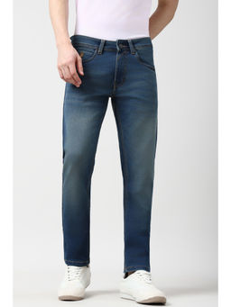 Peter England - Men Blue Mid Wash Jeans
