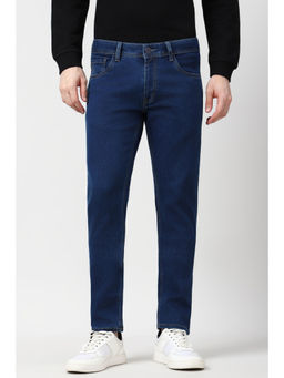 Peter England - Men Navy Blue Light Wash Jeans