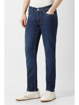 Peter England - Men Navy Blue Light Wash Jeans
