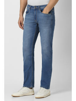 Peter England - Men Blue Mid Wash Jeans