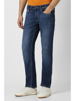 Peter England - Men Navy Blue Mid Wash Jeans
