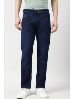 Peter England - Men Navy Blue Light Wash Jeans