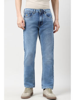 Peter England - Men Blue Mid Wash Jeans