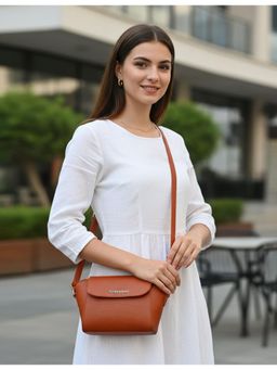 FLYING BERRY - Tan Structured Sling Bag