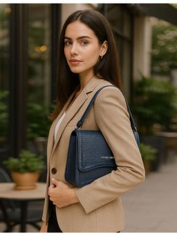 FLYING BERRY - Blue Structured Sling Bag with Detachable Strap