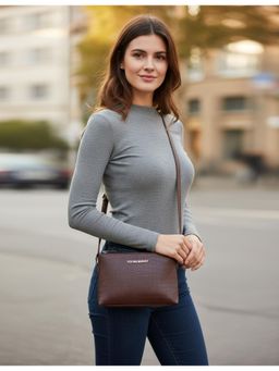 FLYING BERRY - Brown Textured Structured Sling Bag