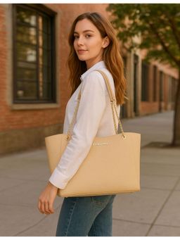 FLYING BERRY - Beige Textured Handbag