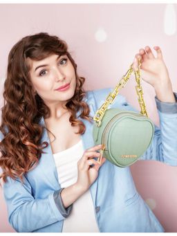 FLYING BERRY - Green Structured Sling Bag with Detachable Strap