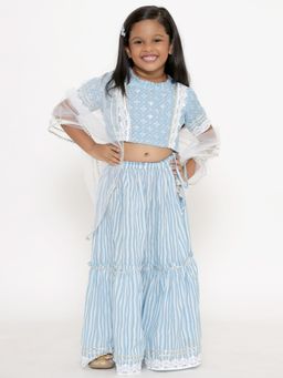 Readiprint - Straight Blue Cotton Choli with Lehenga and Dupatta (Set of 3)