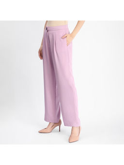 Madame - Purple Solid Straight Buttoned Trouser