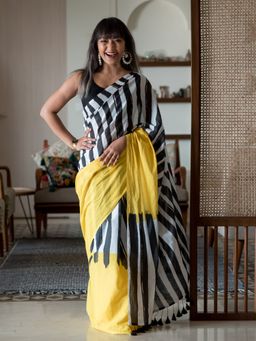 Suta - Multi Color Striped Pure Cotton Saree without Blouse