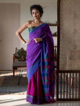Suta - Multi Color Woven Design Cotton Blend Saree with Unstitched Blouse