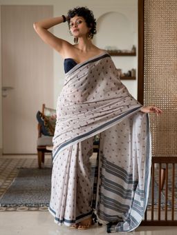 Suta - Grey Woven Design Pure Cotton Saree without Blouse