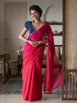Suta - Red Woven Design Pure Cotton Saree without Blouse