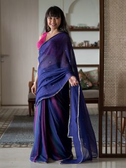Suta - Purple Woven Design Pure Cotton Saree without Blouse