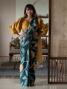 Suta - Multi Color Floral Pure Cotton Saree without Blouse