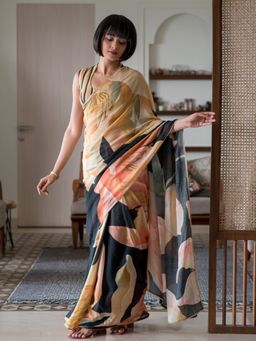 Suta - Multicolored Floral Pure Cotton Saree with Unstitched Blouse