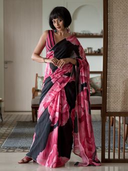 Suta - Multicolored Floral Pure Cotton Saree with Unstitched Blouse