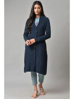 W - Blue Solid Cardigan