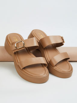 max - Women Double Strap Sandals Beige