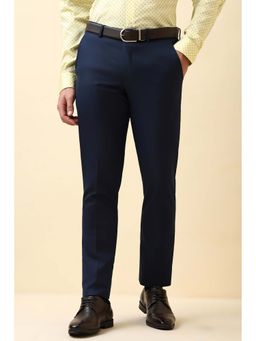 Allen Solly - Men Navy Blue Polyester Blend Trousers
