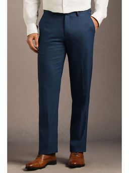 Louis Philippe - Men Navy Blue Polyester Blend Trousers