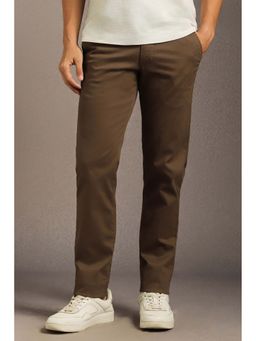 Louis Philippe - Men Brown Cotton Blend Trousers