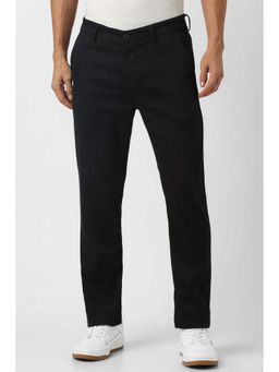 Peter England - Men Black Cotton Blend Trousers