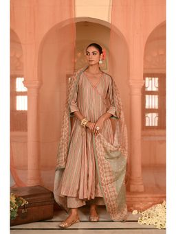 Baise Gaba - Multi-Color Chandbagh Angrakha Kurta with Pant and Dupatta (Set of 3)