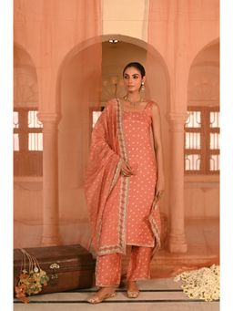 Baise Gaba - Orange Chandrika Bandhani Printed Kurta with Pant and Dupatta (Set of 3)