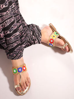 Carlton London - Women Gold Party Wear One Toe Flats