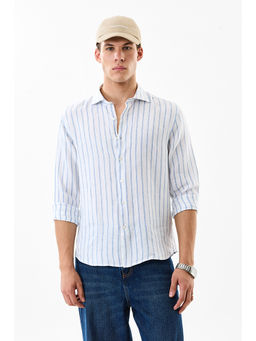 Snitch - White Stripes Full Sleeves Regular Casual Shirt for Men