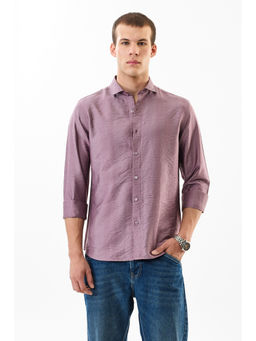 Snitch - Mauve Textured Full Sleeves Slim Casual Shirt for Men