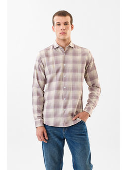 Snitch - Mauve Plaid Full Sleeves Slim Casual Shirt for Men