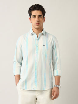 Arrow Sports - Men's Vertical Striped Slim Fit Shirt-Blue