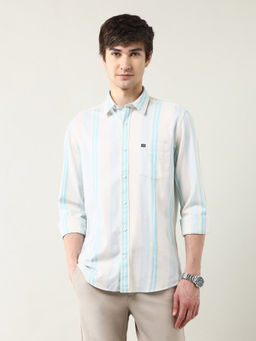 Arrow Sports - Men's Vertical Striped Herringbone Shirt-Green
