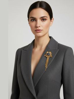 ORNAMAAS - Denim Gloss Tassel Unisex Blue Brooch