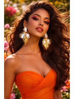 ORNAMAAS - Arabesque Tri Galactic Cut Pankh White Earrings