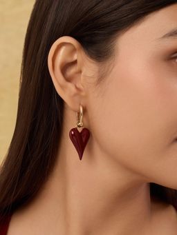 Indinoor - Manana Everyday Drop Burgundy Earrings