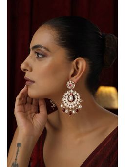 SWABHIMANN - Shehnaaz Polki Dangler Red Earrings